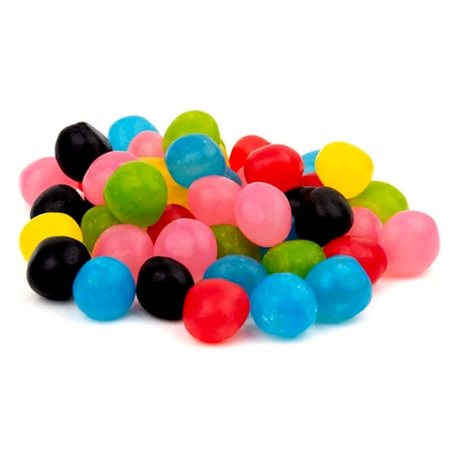 Zachte dragibus snoepjes in roze, blauw, geel, groen en zwart