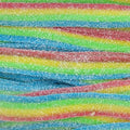 Lange zure regenboogveters in blauw, groen, geel en roze