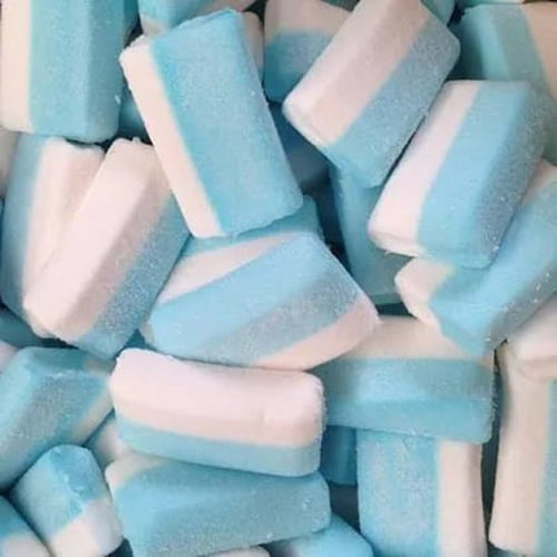 Blauw-witte spekken, zachte spekblokjes met een fijn suikerlaagje
