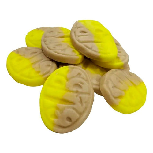 Snoep spiegeleitjes met gele dooier en lichtbeige eiwit
