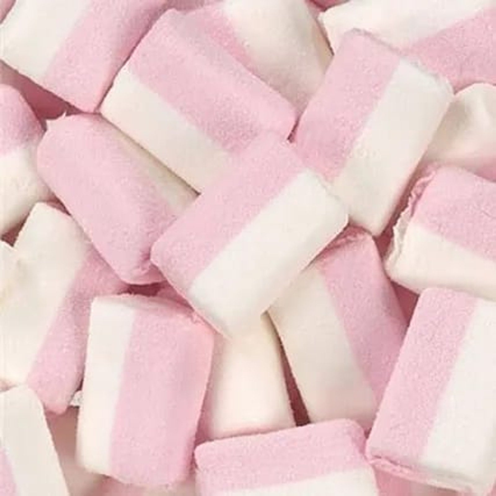 Roze-witte spekken, zachte spekblokjes met een fijn suikerlaagje